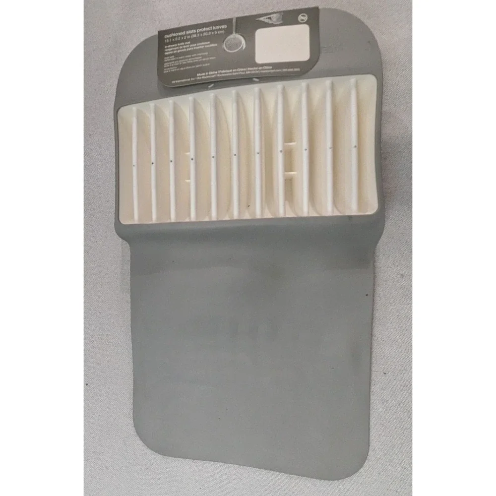 Madesmart In-Drawer Knife Mat Kitchen Organizer 11 Slot Gray White NEW Storage